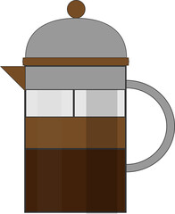 Coffee maker and machine vector icons.Cartoon coffee pot and espresso machine with cup and mug, french press, drip, pour over and turkish cezve, aeropress, moka pot and single serve machine