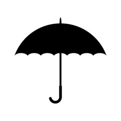 Black silhouette of an umbrella on a white background