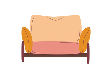 Armchair, soft upholstery chair, comfortable seat for lobby or lounge room. Living, bedroom furniture, isolated on white background. Flat vector cartoon illustration, clipart.