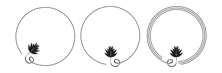 Circle frame design with minimalist leaf sketch elements