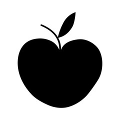 Black silhouette of an apple on a white background