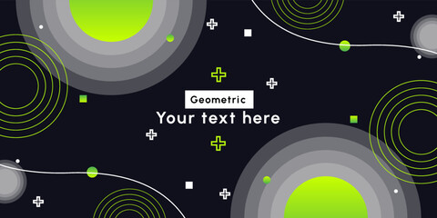 Obraz premium Abstract green geometric gradient on black garden color background