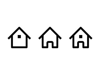 Simple Clean Outline Home Icon Vector Set