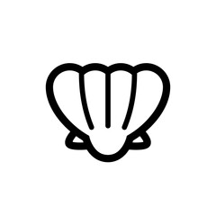 Simple And Clean Clams, Sea Shell Outline Vector Icon Illustration