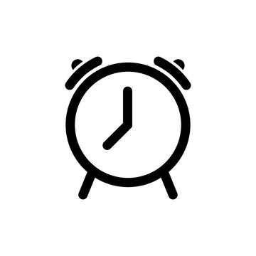 Simple And Clean Alarm Clock Vector Icon Illustration