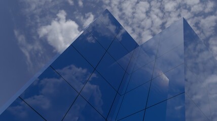 Obraz na płótnie Canvas Perspective modern building over blue sky 3D rendering architecture wallpaper backgrounds