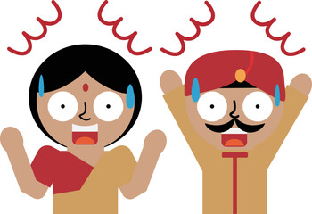 驚くインド人の男性と女性