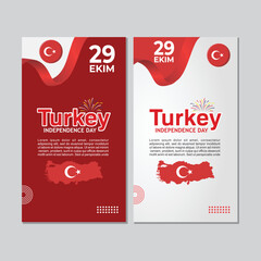 29 october turkey republic day, 29 ekim turkish republic day, turkey independence day flat design - obrazy, fototapety, plakaty