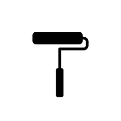 Simple And Clean Paint Roller Brush Silhouette Vector Icon Design