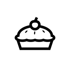 Simple And Clean Pie Cake Outline Vector Icon Illustration