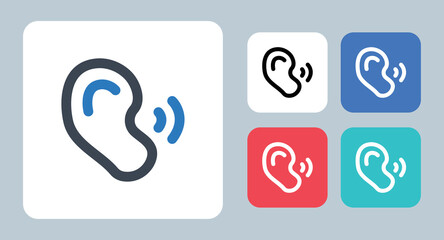 Ear icon - vector illustration . Ear, Hear, Hearing, Otology, Listen, Sound, Anatomy, Voice, Organ, human, sign, symbol, flat, icons .