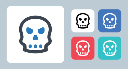 Skull icon - vector illustration . Skull, Skeleton, Death, Scare, Halloween, Danger, Horror, Scary, Head, Dead, sign, symbol, flat, icons .