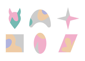 Set of geometric elements with decorative filling. vector illustration