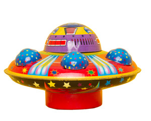 retro tin UFO toy PNG 