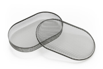 Organization product isolated on white background. Minimalist storage item. Household. Metal material. Home decoration. Scandinavian design. Object. Simplicity. Product design.
