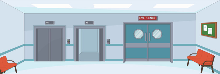 Cute and nice design of Emergency Room and interior objects vector design