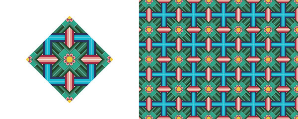 Dan-cheong. Korean traditional decorative patterns of temples.