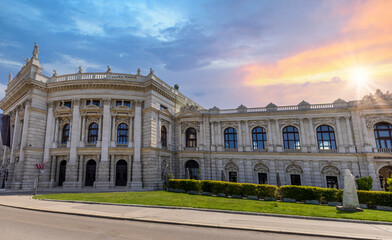 Fototapeta na wymiar Austria, national art and opera theater Burgtheater in Vienna historic old city.