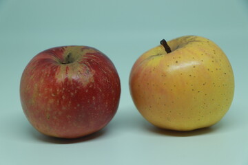 Two fresh red yellow apple isolated on white background. fresh apples