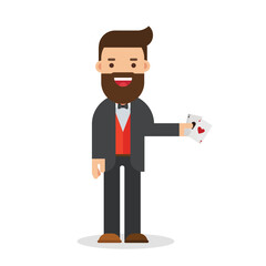 Casino Croupier Isolated Man Dealer In Bow.