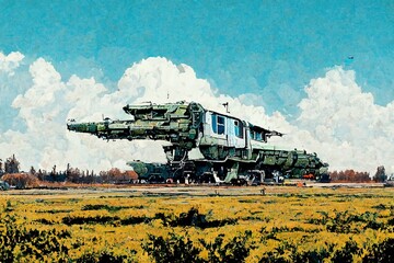 Illustration of an imaginary machine with a strange shape.