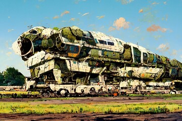 Clipart of a scene with imaginary huge machine.