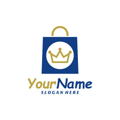 Crown Shop Logo Design Template. Shop King logo concept vector. Creative Icon Symbol