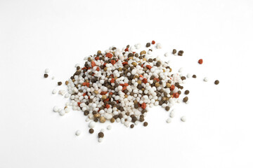 Chemical fertilizer isolated on white background.P-15 N-15 K-15