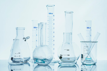 Photo of biochemistry glassware experiment