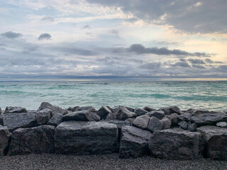 Rocky coastline of lake michigan 