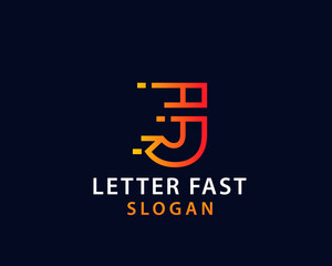 Simple gradient letter J fast logo design template on black background. Suitable for any brand logo.