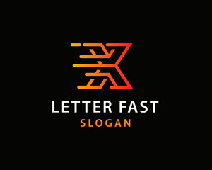 Simple gradient letter X fast logo design template on black background. Suitable for any brand logo.