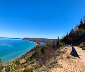 Landscape view of lake michigan and sand dune