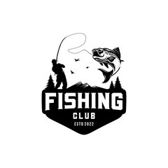 Fishing club logo design template