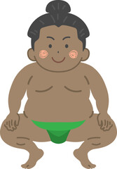 まわしを締めた、外国人力士のイラスト