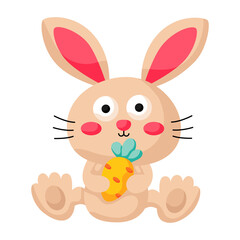 Bunny with carrot cartoon icon.