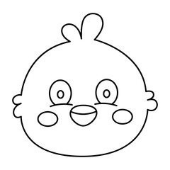 Cute chick animal farm line style icon