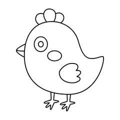 Chicken bird head face line icon doodle linear