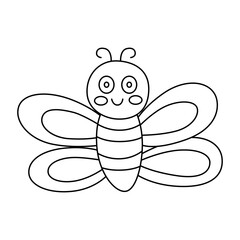 Cartoon outline dragonfly for child coloring book