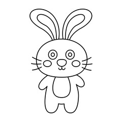 Outlined happy bunny cartoon icon.
