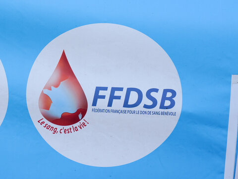 ffdsb federation francaise pour le don de sang benevol logo brand and sign text of French federation for benevol blood donation