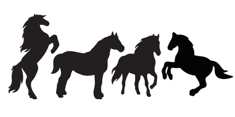 horses silhouette groups