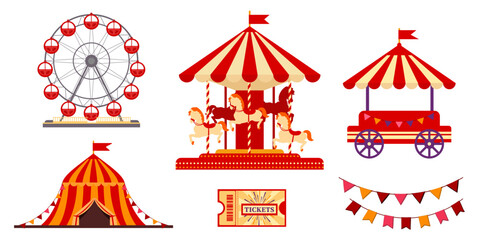 Collection of isolated circus objects playground carousel ferris wheel © BabyQ