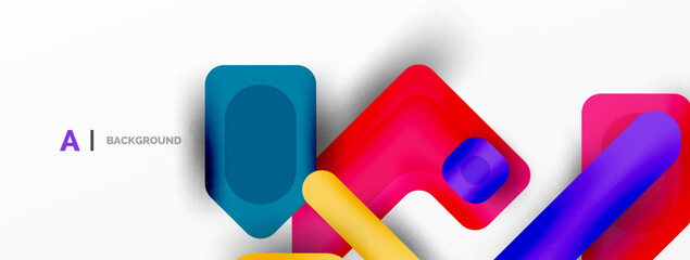 Minimal geometric abstract background. Colorful geometric blocks. Lines, squares and triangles composition wallpaper