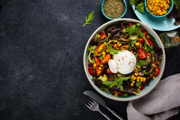 Burrata cheese with vegetable salad