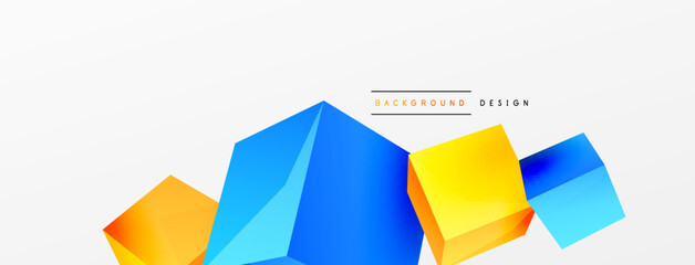 3d vector abstract background. Flying cubes composition. Trendy techno business template for wallpaper, banner, background or landing