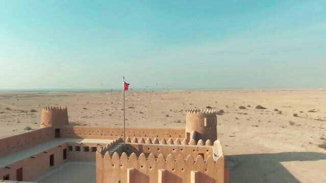 Zubara Fort in Qatar desert - Drone shot