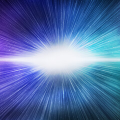 Big bang effect on bright blue galaxy sky, square background