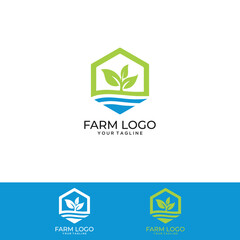 vector logo design illustration of agriculture business, tractor farm, soil farm, crop field, pasture, milk, barn, Emblem, Design Concept, Creative Symbol, Icon.