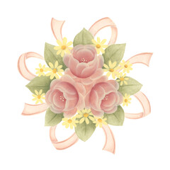 かわいいピンクのバラの花束①